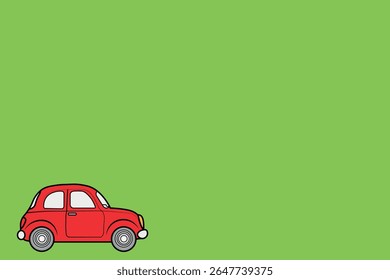 red car vector on green background in anime