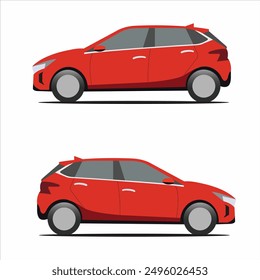 Red car, Vector, side view, Car