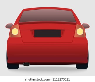 Red Car vector template on white background. Back View