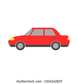 Red car vehicle icon illustration kids style 