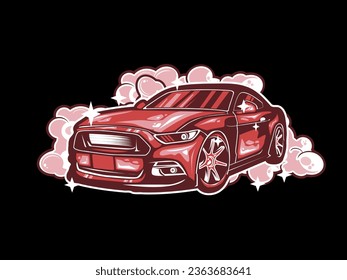 RED CAR WASH VECTOR ILLUSTRATION