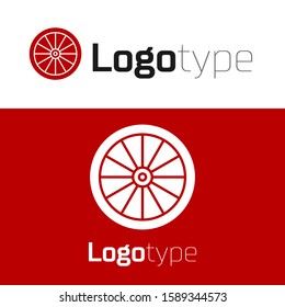 Red Car wheel icon isolated on white background. Logo design template element. Vector Illustration