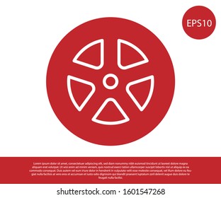 Red Car wheel icon isolated on white background.  Vector Illustration