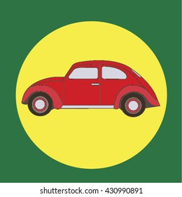 red car in the yellow circle
