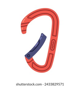 Red Carabiner or Karabiner as Clip and Shackle Vector Illustration