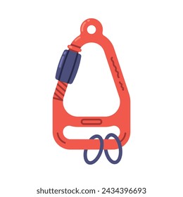 Red Carabiner or Karabiner as Clip and Shackle Vector Illustration