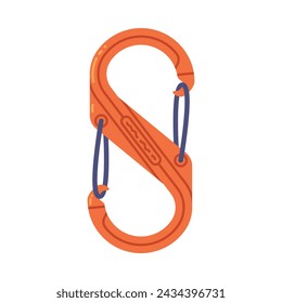 Red Carabiner or Karabiner as Clip and Shackle Vector Illustration