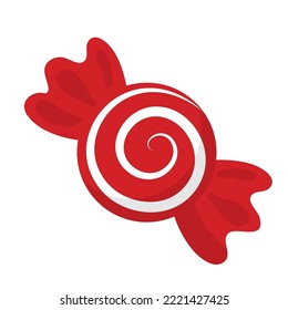 Red caramel candy in flat style on a white background.Vector illustration.Christmas candy.