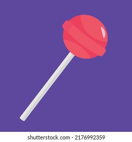 Red caramel lollipop, illustration, vector