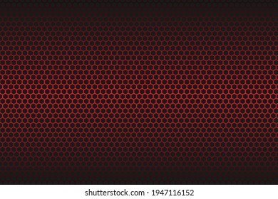 Textura hexágona de fibra de carbono roja. Fondo de acero negro de malla metálica. Textura oscura de fibra de carbono.