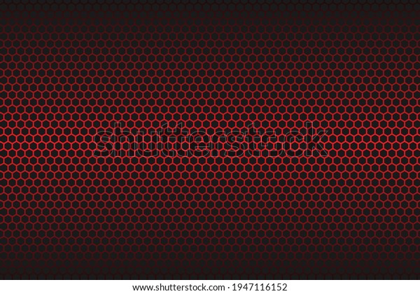 Red Carbon fiber hexagon\
texture. Metal mesh black steel background. Dark carbon fiber\
texture.