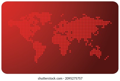 red card with abstract world map - vector squares.  Graphic illustration as template infographics and silhouette for travel theme