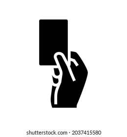 red card from arbitrator glyph icon vector. red card from arbitrator sign. isolated contour symbol black illustration