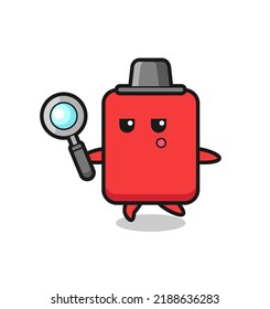 red card cartoon character searching with a magnifying glass , cute style design for t shirt, sticker, logo element