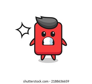 red card character cartoon with shocked gesture , cute style design for t shirt, sticker, logo element
