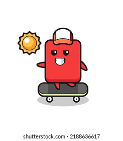 red card character illustration ride a skateboard , cute style design for t shirt, sticker, logo element
