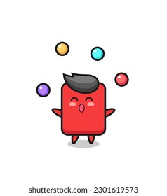 the red card circus cartoon juggling a ball , cute style design for t shirt, sticker, logo element