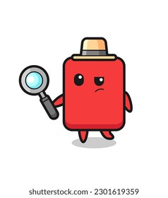 red card detective character is analyzing a case , cute style design for t shirt, sticker, logo element