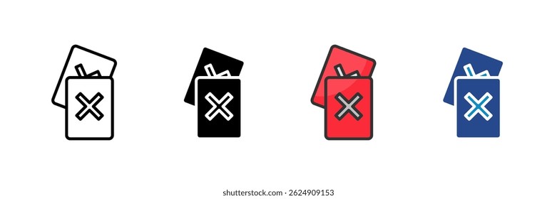 Red Card Icon Set Multiple Style Collection