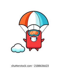 caricatura de mascota con tarjeta roja se está parando con gesto feliz, diseño de estilo lindo para camiseta, pegatina, elemento logo