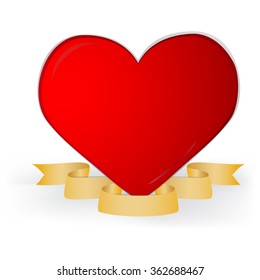 Red card  with raying and hearts. Vector element for your design