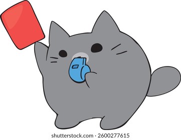 Red card referee round cat