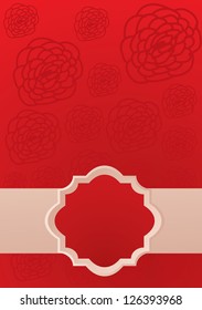 Red Card with rose and frame for text