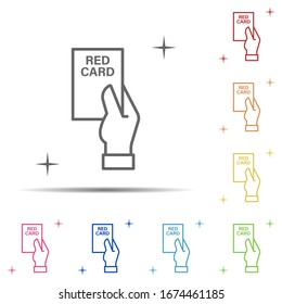 Red card, sport multi color icon. Element of sport thin line icon on white background