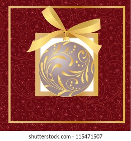 red card  with stylization christmas  ball