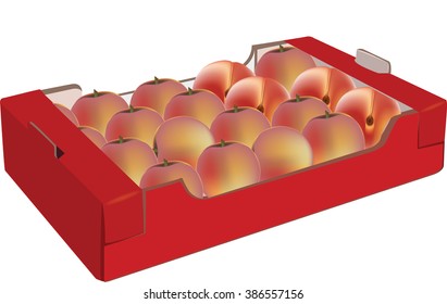 red cardboard box with fruit