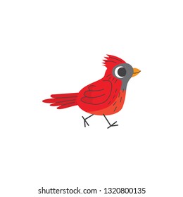 red cardinal bird cartoon vector on a white background