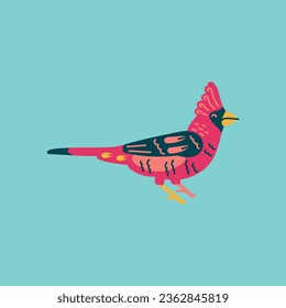 Red cardinal bird color element. Abstract exotic animal. Vector isolated concept. Trendy illustration.