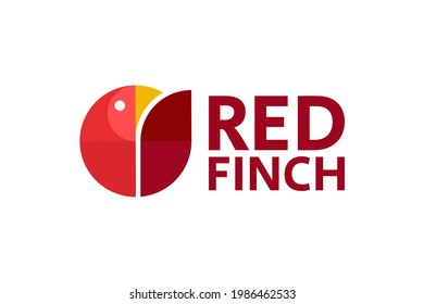 Red Cardinal Bird Finch Logo Concept Design Illustration