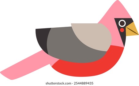 Red Cardinal Bird Illustration, Modern Art