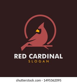 red cardinal bird logo vector