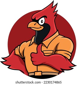 Red Cardinal Bird Mascot Design
