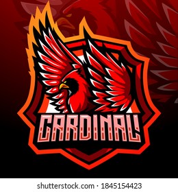 The red cardinal bird mascot. esport logo design