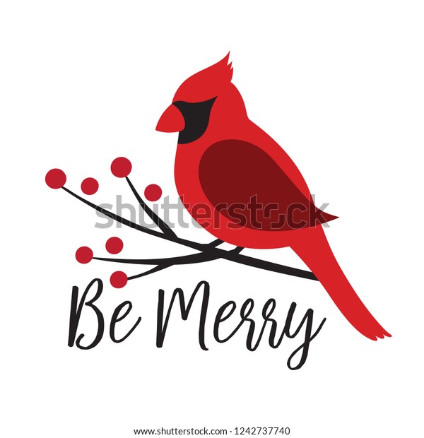 ウインターベリーの枝に赤いカーディナル鳥のベクターイラスト 木のグラフィックにクリスマス冬の鳥 のベクター画像素材 ロイヤリティフリー