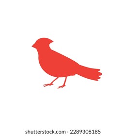 Red cardinal bird silhouette vector on a white background