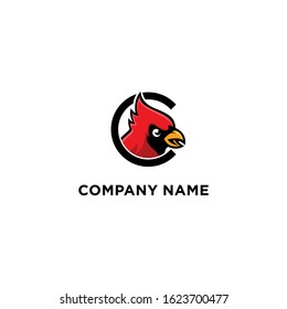 Red Cardinal head vector for esports element logo character.