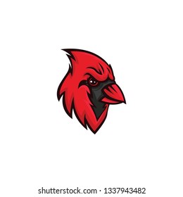 red cardinal head vector on a white background