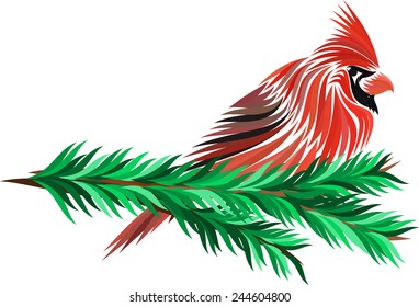 Red Cardinal on christmas tree