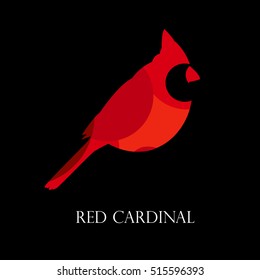 Red cardinal vector icon. Logo on black background. Flat design.