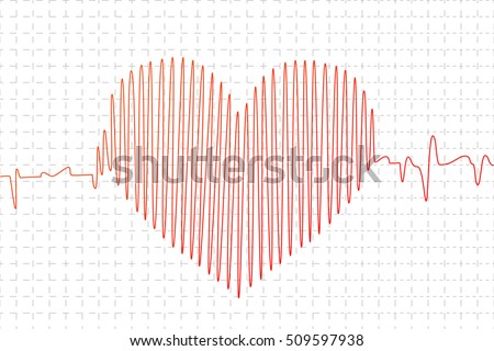 Red Cardiogram Graph Heart Shape On Stock Vector (Royalty Free ...