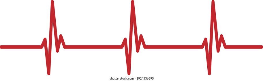 red cardiogram heartbeat line isolated on white vector illustration