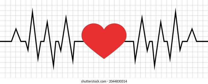 Red cardiogram on a white background. Heartbeat pulse. Cardio symbol. Vector illustration.	

