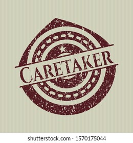 Red Caretaker distressed grunge seal