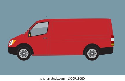 Red Cargo Business Van mock up for Brand and Corporate identity. Freight Mini Van Vehicle flat vector illustration.