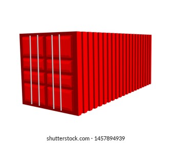 red cargo container, isolated on white background 