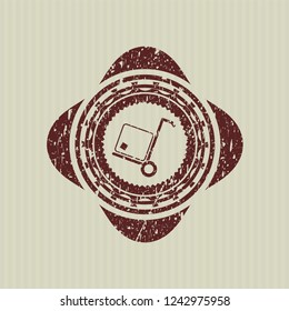 Red cargo icon inside rubber grunge texture seal